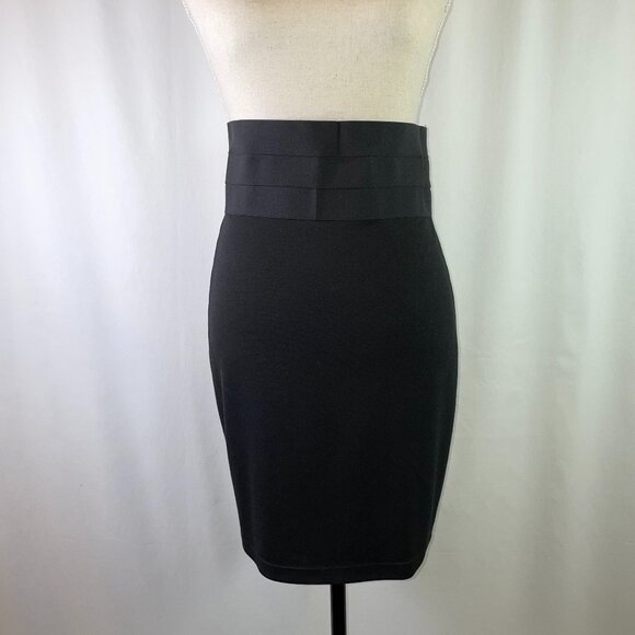Max Studio Size S Black Pencil Skirt High Bandage Waistband Ponte Knit - Picture 1 of 8